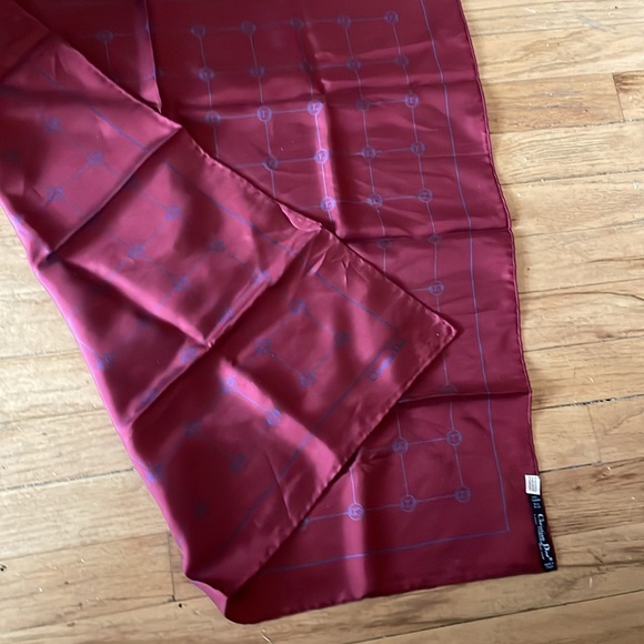 Christian Dior Burgundy Silk Scarf
